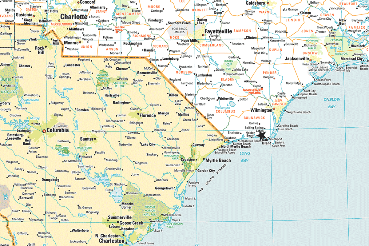 Map of oak island north carolina